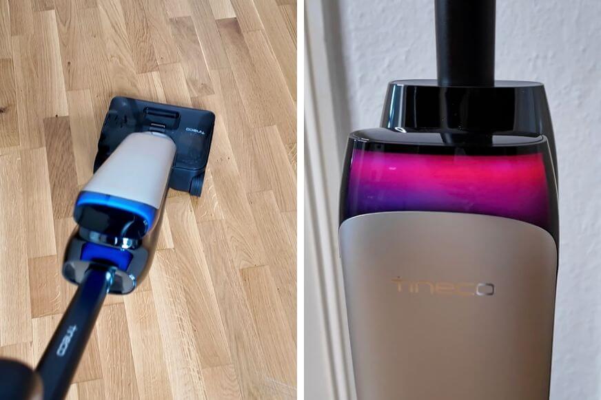 Tineco Floor One S9 Artist wird im Alltag im Design-Check gezeigt und auch seine LED-Display, sowie Wisch-Anzeige werden gezeigt.